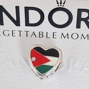 Pandora Jordan Flag Heart Charm Bead Exclusive Pendant S925 Silver with box